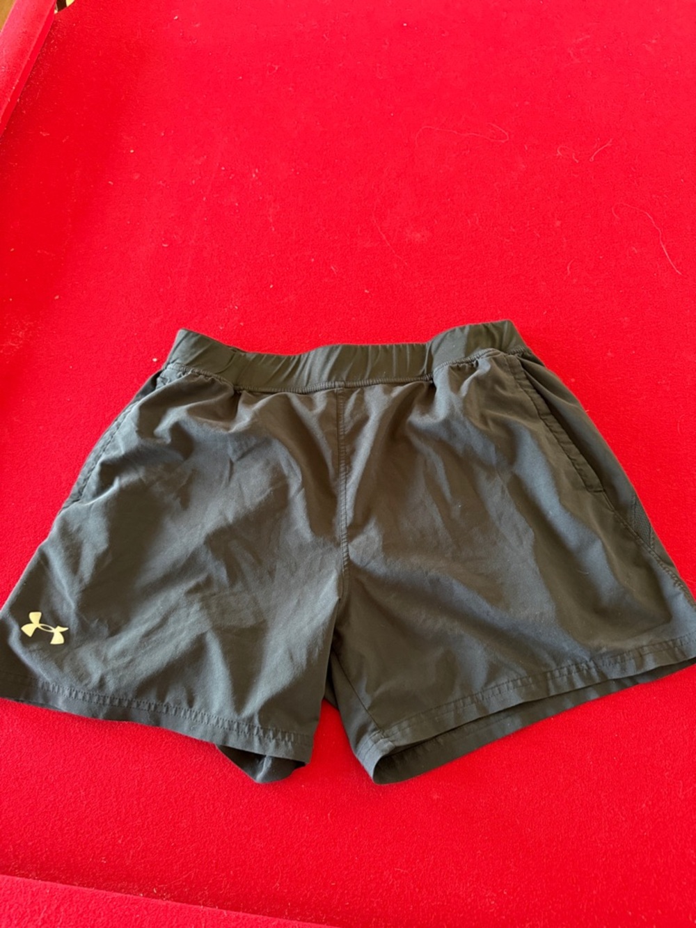 Under Armour Black Men's Athletic Shorts with Gold Logo